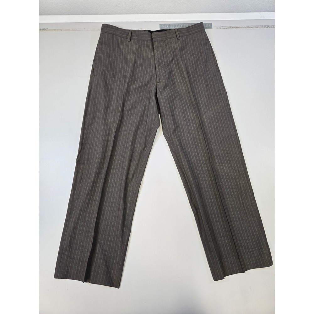Banana Republic Mens Brown Pinstripe CTN Dress Pants 34x30 Flat Front Trousers